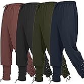Spooktacular Creations Men Halloween Medieval Renaissance Pants With Pocket, Ankle Banded Pirate Pants, Viking Costume