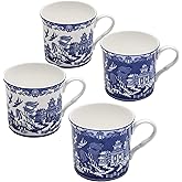 Grace Teaware Blue Willow Bone China Coffee Tea Mugs 10-Ounce (2 Assorted Patterns, Set of 4) (S17301I/C-BLU-6)