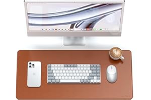 Satechi Vegan Leather Desk Mat, Large Mouse Pad Scratch and Water Resistant, Easy to Clean, Desk Pad for Office and Home, 26.8” x 12.4” x 0.1” - Brown