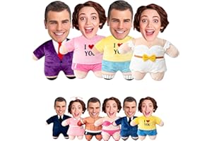 SweetJECCU Custom Face Pillow, Personalized Photo Couple Pillow, Double-Sided Head Body Shaped Stuffed Pillows, Valentine's D