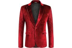 COOFANDY Men's Velvet Blazer Notched Lapel Velour Suit Jacket One Button Tuxedo Jackets for Wedding Prom Party Dinner