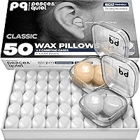 Peace&Quiet | PQ Wax Ear Plugs for Sleeping and Swimming - 50 Soft Silicone Wax Earplugs for Noise Cancelling, Ear Protection