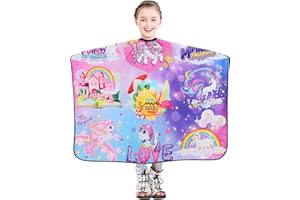 DOKKIA Barber Hair Cutting Cape Kids Children Toddler Boys Girls Hairdressing Salon Styling Cloth Apron Cover Gown (Unicorn Flamingo Mermaid/40×50")