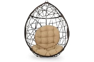 Christopher Knight Home Isaiah Indoor/Outdoor Wicker Tear Drop Hanging Chair (Stand Not Included), Multi-Brown and Tan