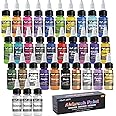 HOMY ARTY Airbrush Paint - 30 Colors with 3 Thinner, Ready to Spray Airbrush Paint Set, Water-Based Acrylic Airbrush Paints f