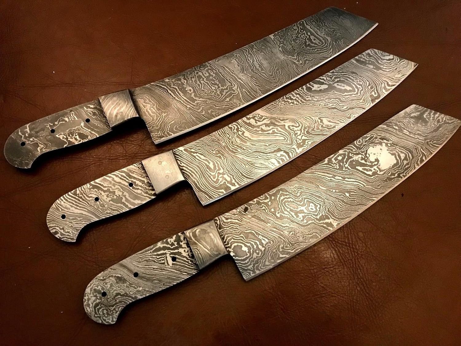 Amazon Com Lot Of 3 Pieces Hand Forged Damascus Steel Kitchen Knife Blank Blade Knife Making Supplies Sports Outdoors