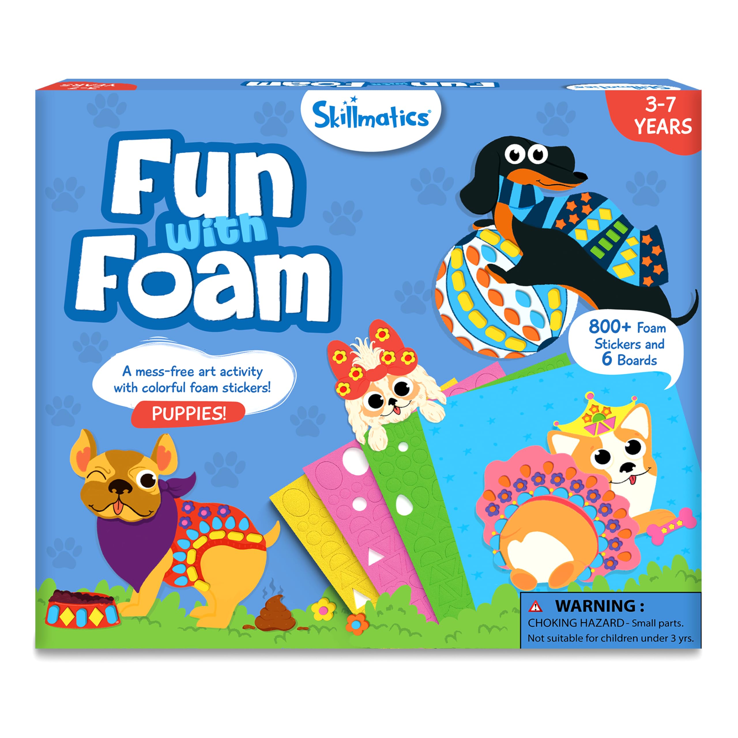 Skillmatics Foam Sticker Art Activity - Puppies, Mess-Free Fun for Kids, 800+ 3D Foam Stickers, DIY Felt Craft Kits, Gifts for Girls & Boys Ages 3, 4, 5, 6, 7