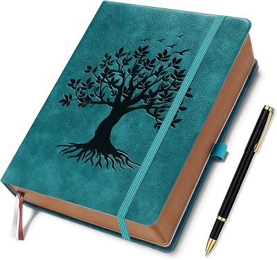 ZXHQ B5 360 Pages Lined Journal with Pen SeaGreen Tree of Life Design