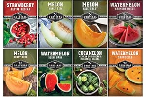 Fruit Seeds for Planting - 8 Variety Pack | Watermelon, Cantaloupe, Melon, Strawberry, Cucamelon for Home Vegetable Gardens - Non-GMO Heirloom Fruits - Survival Garden Seeds