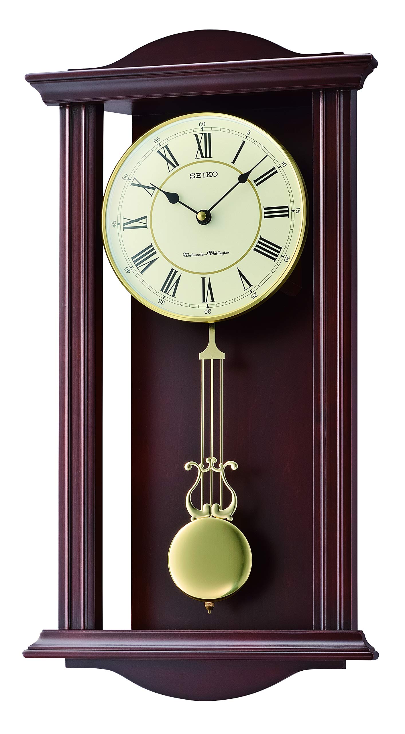Seiko Wall Clock, Wood, Brown, 56.5 x 30 x 11.4 cm