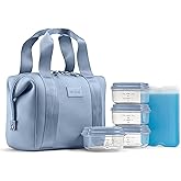 Fit & Fresh Remi Neoprene Lunch Bag For Women - Meal Prep Kit with Containers & XL Ice Pack, Self Insulating Neoprene-like Material, Machine Washable Lunch Bag, Tear-Resistant, Stain-Resistant, Slate