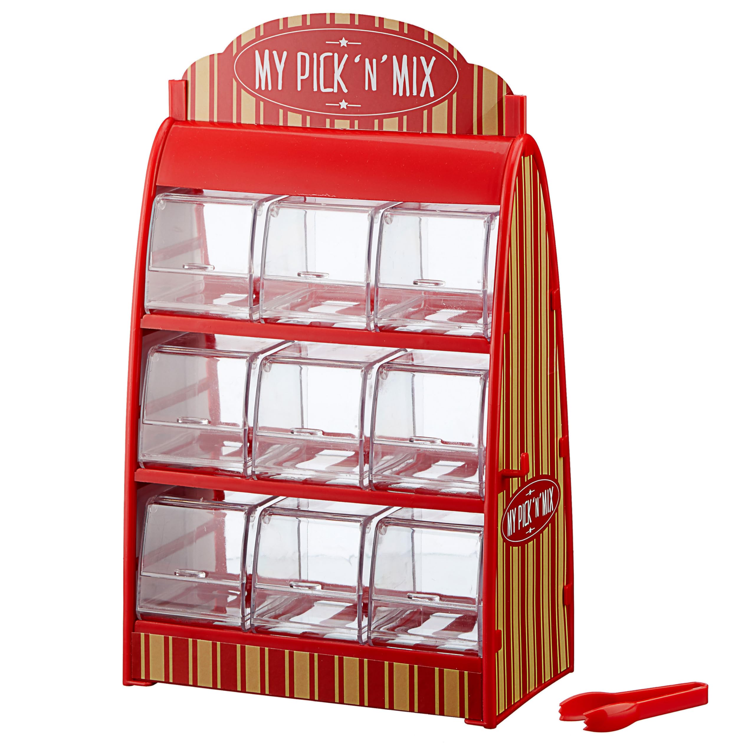 Cepewa Retro Candy Dispenser with Tongs Wine Gum Dispenser 50s Fruit Gum Jellybeans Counter