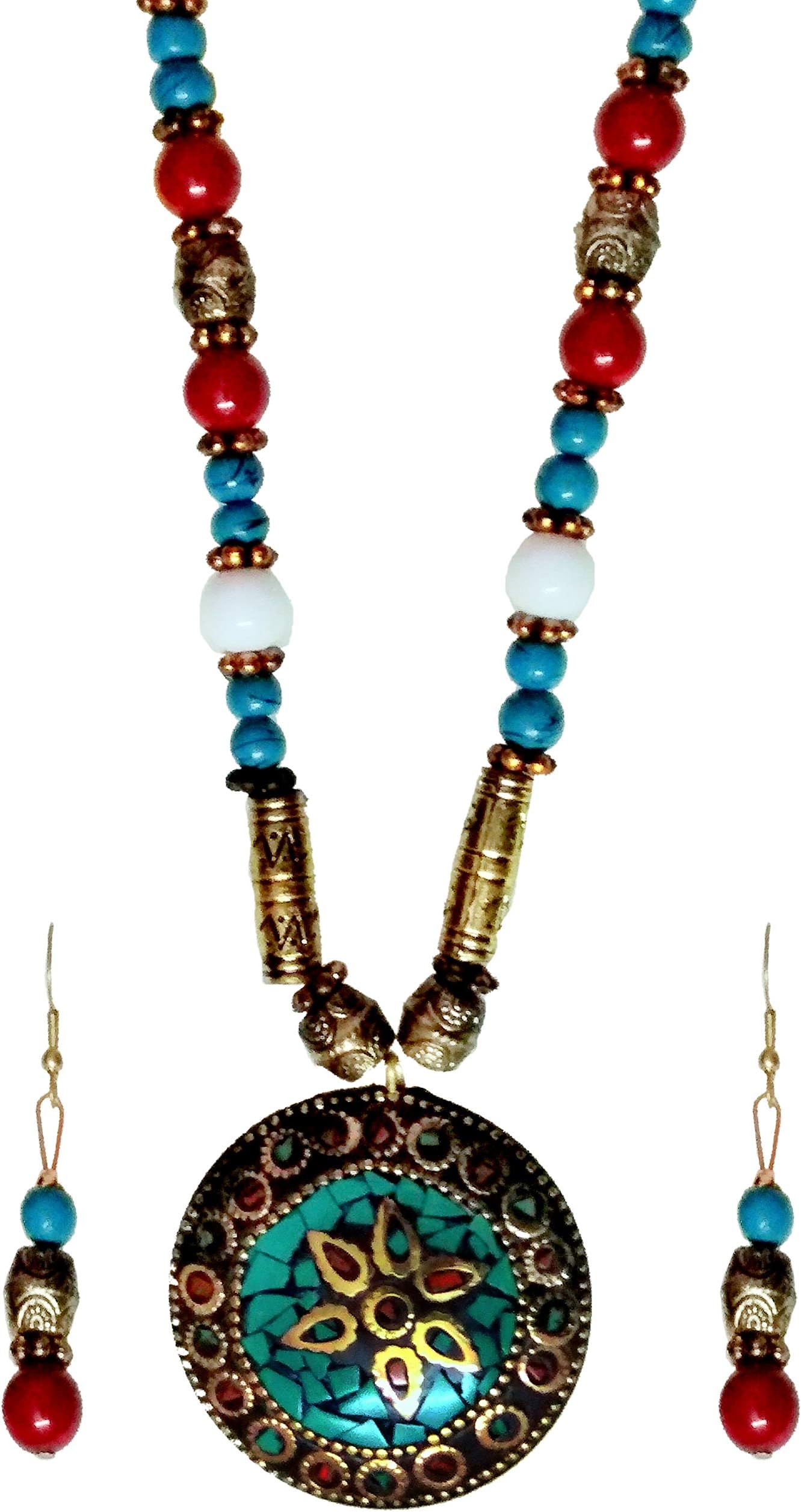 Fashion Jewellery Rajasthani Beads and Pendant Necklace Set for Girls and Women…