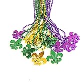 YSPPF Mardi Gras Bead Necklace Gold Purple Green Lily Mardi Gras Party Supplies
