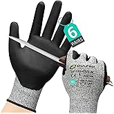 DULFINE A3 Cut Resistant Work Gloves for Men Women,Touchscreen Foam Nitrile Coated,12 Pairs Pack,Ideal for,Glass Cutting