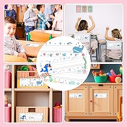 30 Name Tags for Classroom Cubbies, 3x9 in Ocean