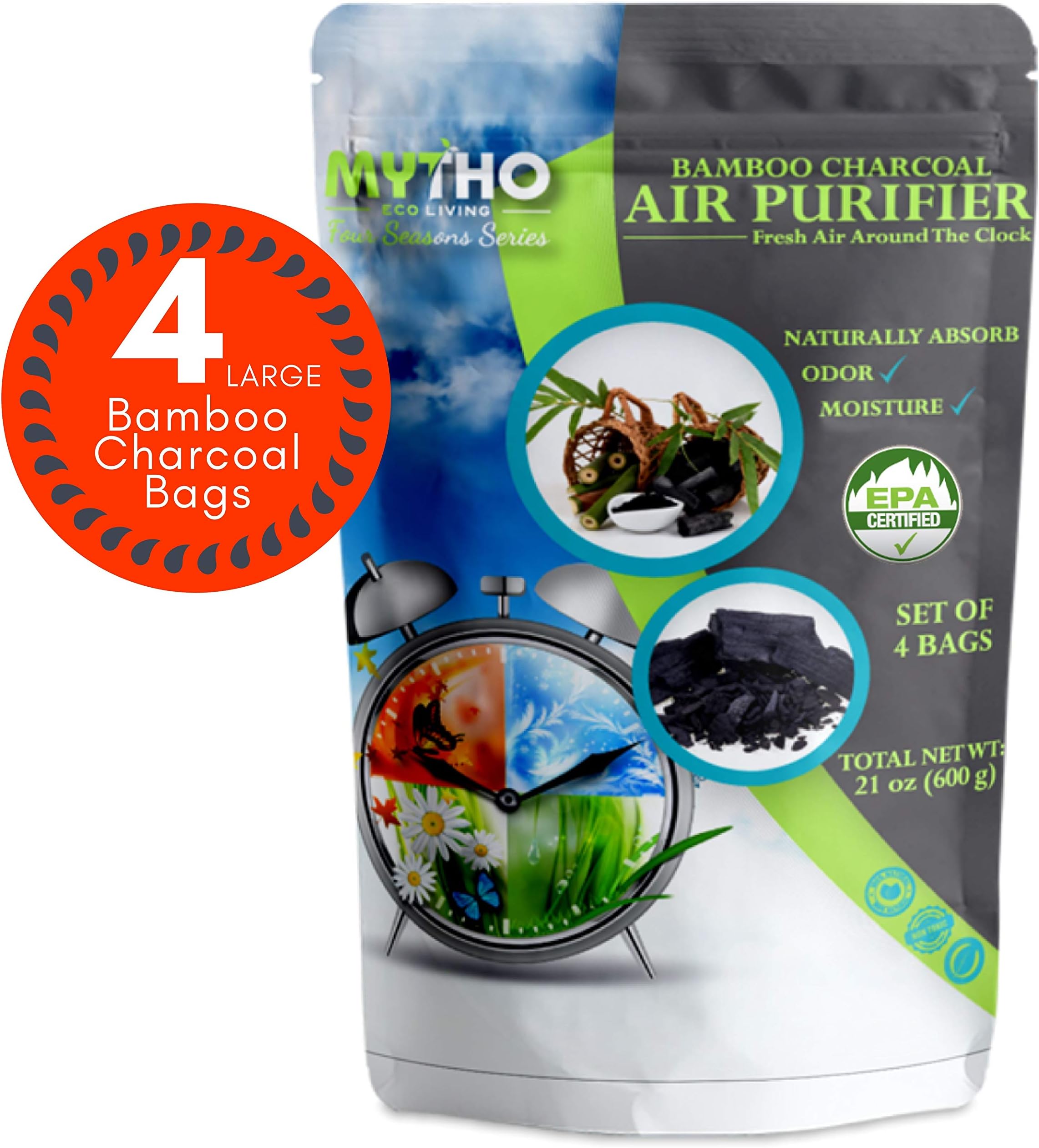 MYTHO Air Purifier Bags, Bamboo Charcoal Air Purifying Bags, Activated Charcoal Air Purifying Bag Odor Eliminators For Home, Activated Charcoal Odor Absorber, Odor Eliminator, Closet Deodorizer