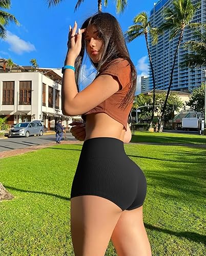 OQQ Women Piece Yoga Shorts Sexy High Waist Booty Stretch