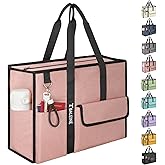 BALEINE Large Utility Tote Bag with Reinforced Bottom, Multi Pockets Foldable Tote Bag for Nurse, Travel, Work