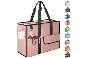 BALEINE Large Utility Tote Bag with Reinforced Bottom, Multi Pockets Foldable Tote Bag for Nurse, Travel, Work