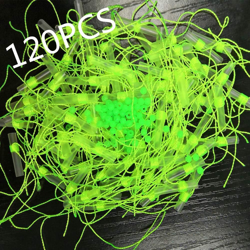 TOMTO 120pcs Fishing Bobber Float Stops with Glow Beads
