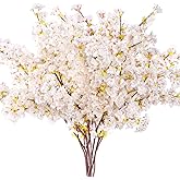 Giegxin Set of 8 Silk Cherry Blossom Branches Cherry Blossom Tree Stems Long Stem Artificial Flowers for Tall Vase Flowers fo