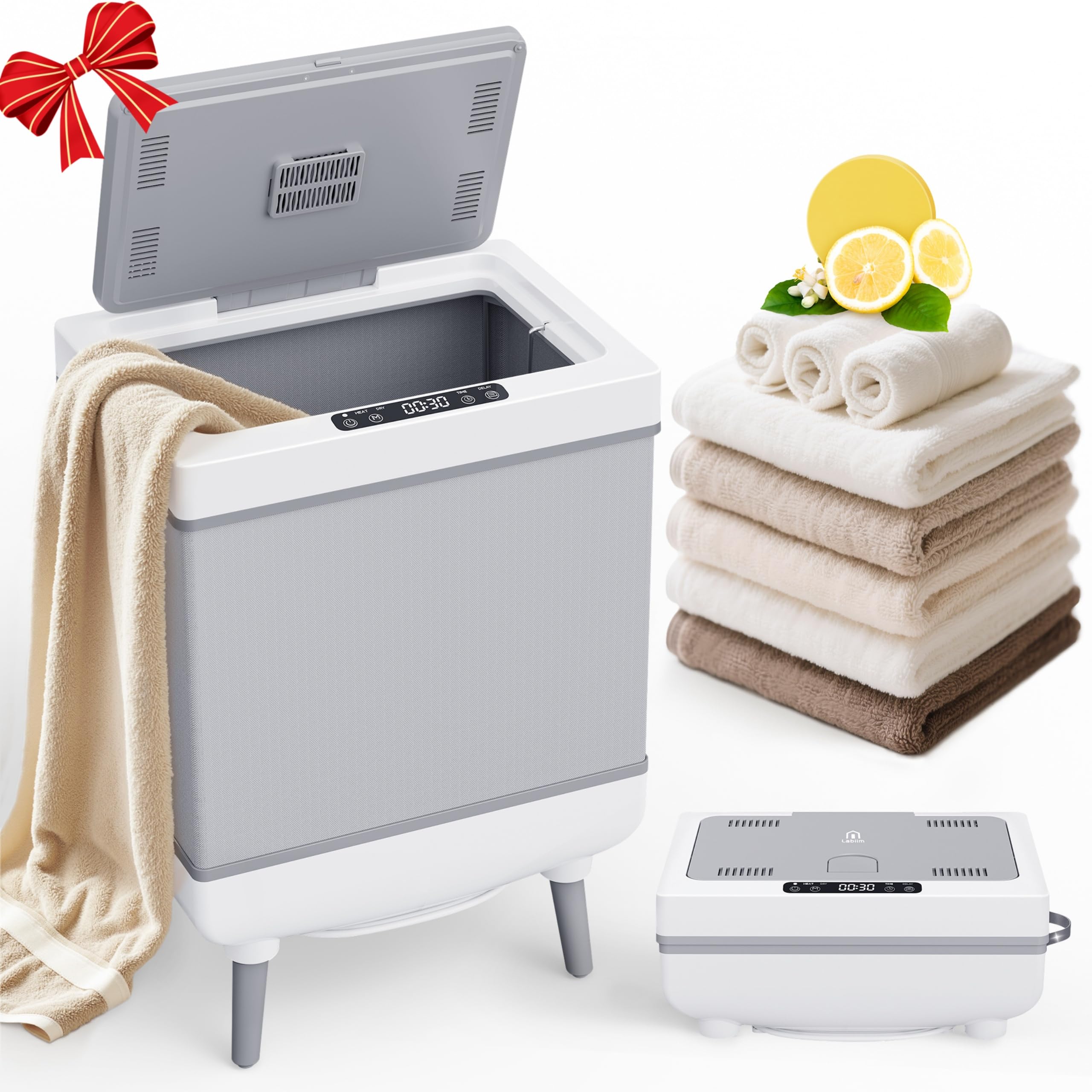 Photo 1 of Labiim [Truely Upgrade Foldable] Luxury Towel Warmer, 35L Extra Large Towel Warmer Bucket Fits 4 Oversized 40"x70"Towels, Fast Heat Portable Blanket Heater for Bathroom Spa PJs &More, Star White