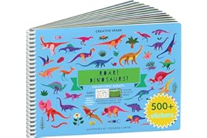 Cupkin Dinosaur Sticker Book Activity for Kids, Toddler Airplane Travel Essentials, 500+ Dino Stickers for Kids + 12 Scenes + 12 Coloring Book Pages, Dinosaur Lover Gift, Crafts Ages 2-8