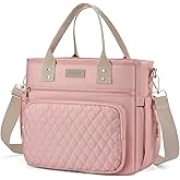 EASYA Large Women Lunch Bags for Work/Insulated Adult Lunch Box for Women/Durable Nylon Thermal Lunchbox for Womens/Leakproof Cooler Tote Bag with Storage Pocket (Shimmering blush pink Cotton Strap)
