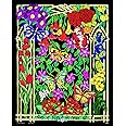 Butterflies And Flowers Velvet Coloring Poster - 16x20 Inch Flocked Design For Kids & Adults