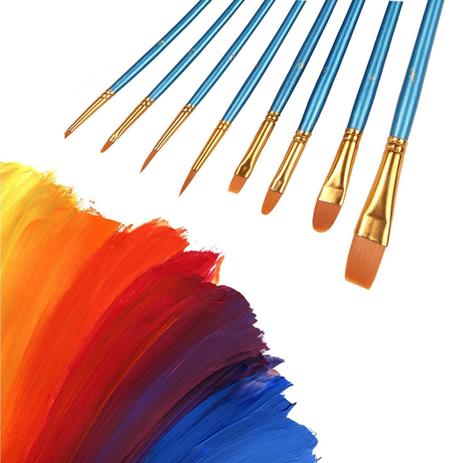 Paint Brush Set, Morkia 10pcs Acrylic Nylon Hair Round and Flat Pointed Tip Art Painting Brushes and 2pcs Paint Tray Palettes