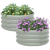Besebay 2-Pack 2x1ft Galvanized Raised Garden Bed, Outdoor Planter Bed, | Metal Planter Box for Gardening and Planting,Light Green
