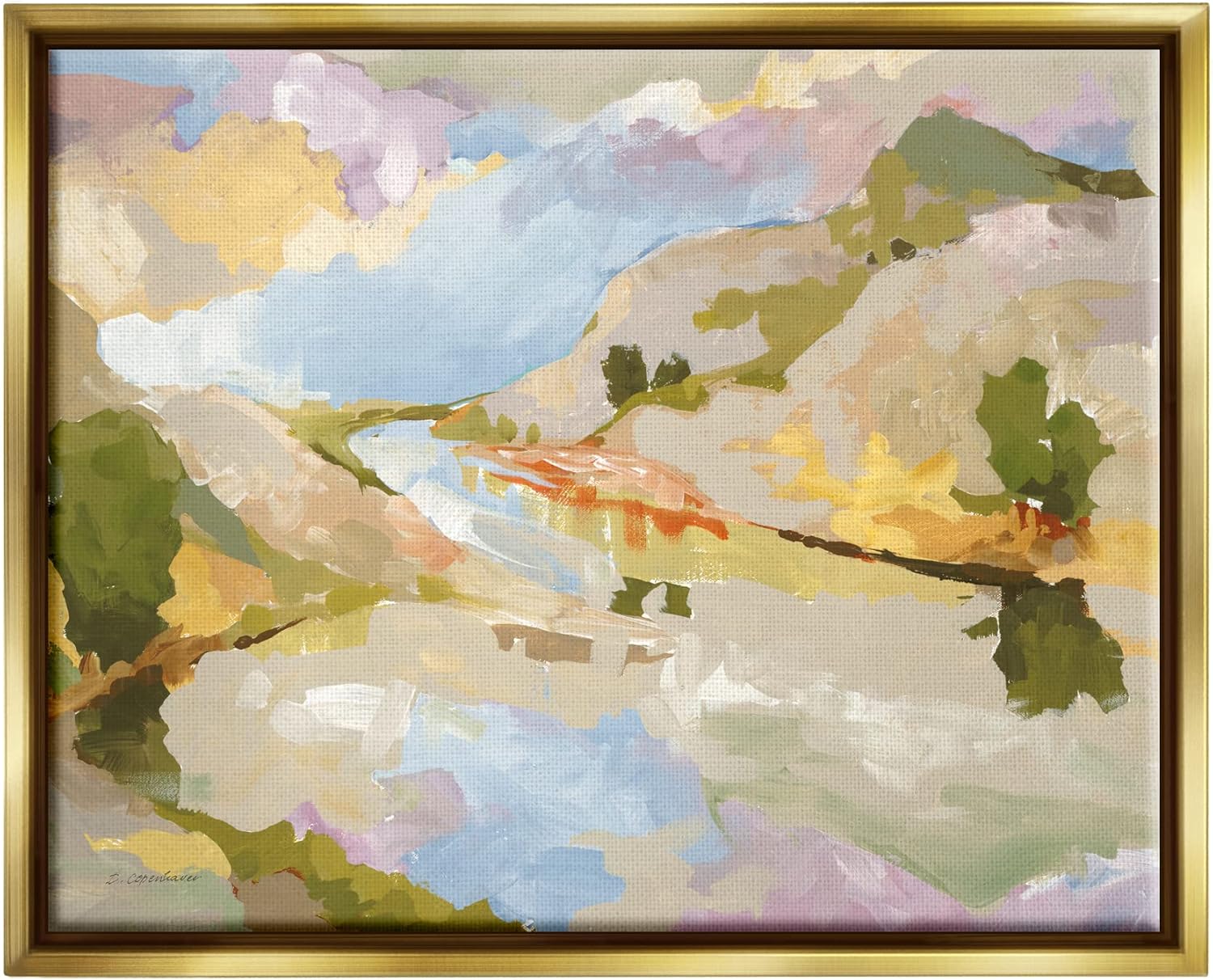 Paintings - Stupell Industries Abstract Mountain Reflection Painting Floating Framed Wall Art, Design by Trevor Copenhaver