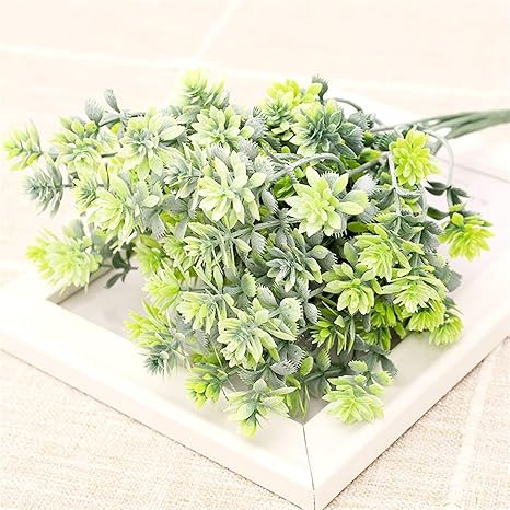 Amazon プリザーブドフラワー 白いほこりの多い人工植物のプラスチック美しいユーカリの木のブーケのクリスマスの結婚式の家の装飾の葉の葉 アートフラワー Color White Green 造花 オンライン通販