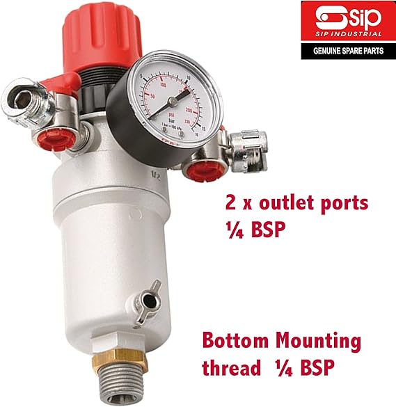 Genuine SIP 02085"Maxi12" air Compressor Regulator 1/2 BSP Thread Lower