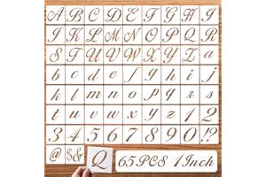 DZXCYZ 1 Inch Letter Symbol Stencils for Painting on Wood, 65 Pcs Alphabet Drawing Templates with Calligraphy Large Font and Cursive Letters Numbers Signs, Reusable Plastic Art Craft Stencils