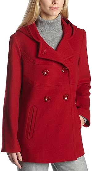 anne klein red peacoat