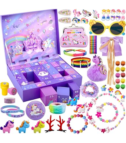 CRAZE Calendario De Adviento Galupy Unicorn: 24 Sorpresas Con 2 Unicornios Exclusivos (Uno Con Cristal Swarovski) Y Accesorios - Cuenta Atrás Navidad