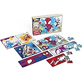 Spin Master Games, Marvel Spidey and His Amazing Friends Puzzles 7-Pack, Jigsaw Kids Puzzles with Sliding Wood Storage Box, S