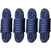 LEPAOSHENG Boat Dock Lines & Ropes for Docking, 4 Pack 1/2" x 15ft Marine- Grade Double Braided Nylon Dock Line, Pre-Spliced with a 12" Eyelet, for Kayak Pontoon Boats Boat Dock Accessories