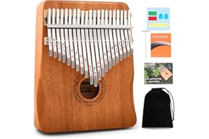 Kalimba Thumb Piano,YUNDIE Portable 21 Keys Mbira Finger Piano with Tune Hammer and Study Instruction,Musical Instruments Gift for Kid Adult Beginners Professional(Brown)