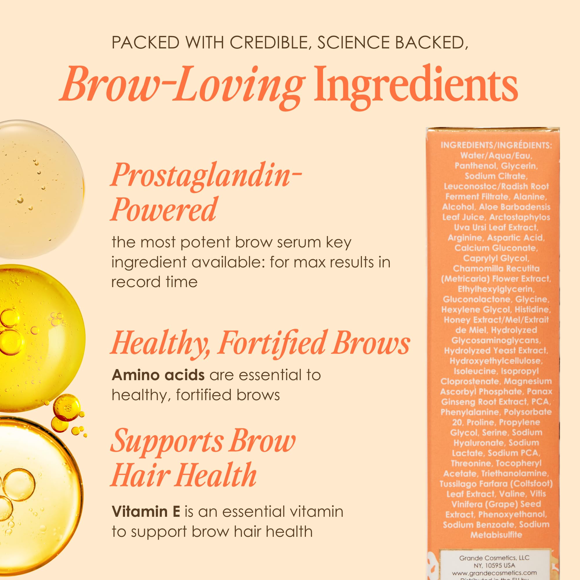 Grande Cosmetics GrandeBROW Brow Enhancing Serum For Fuller, Bolder, Looking Eyebrows - Brow Serum With Vitamins, Peptides, Antioxidants, Amino Acids, Cruelty-Free