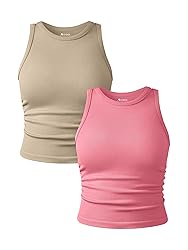 OQQ Women's 2 Piece Tank Tops Crew Neck Sleeveless
