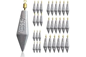 PROXIMITCK Fishing Weight Sinkers Kit, Triangle Bullet Lead Sinkers for Bass Catfish, Assorted Sizes 0.3oz-3oz, Lead Fishing Weights for Outdoor Fishing