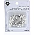Dritz 68-9 Pearlized Pins, Long, White, 1-1/2-Inch (100-Count)