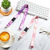 Zonon 2Set Lanyard with Card Holder Purple Marble Waterproof Badge Holder view 4