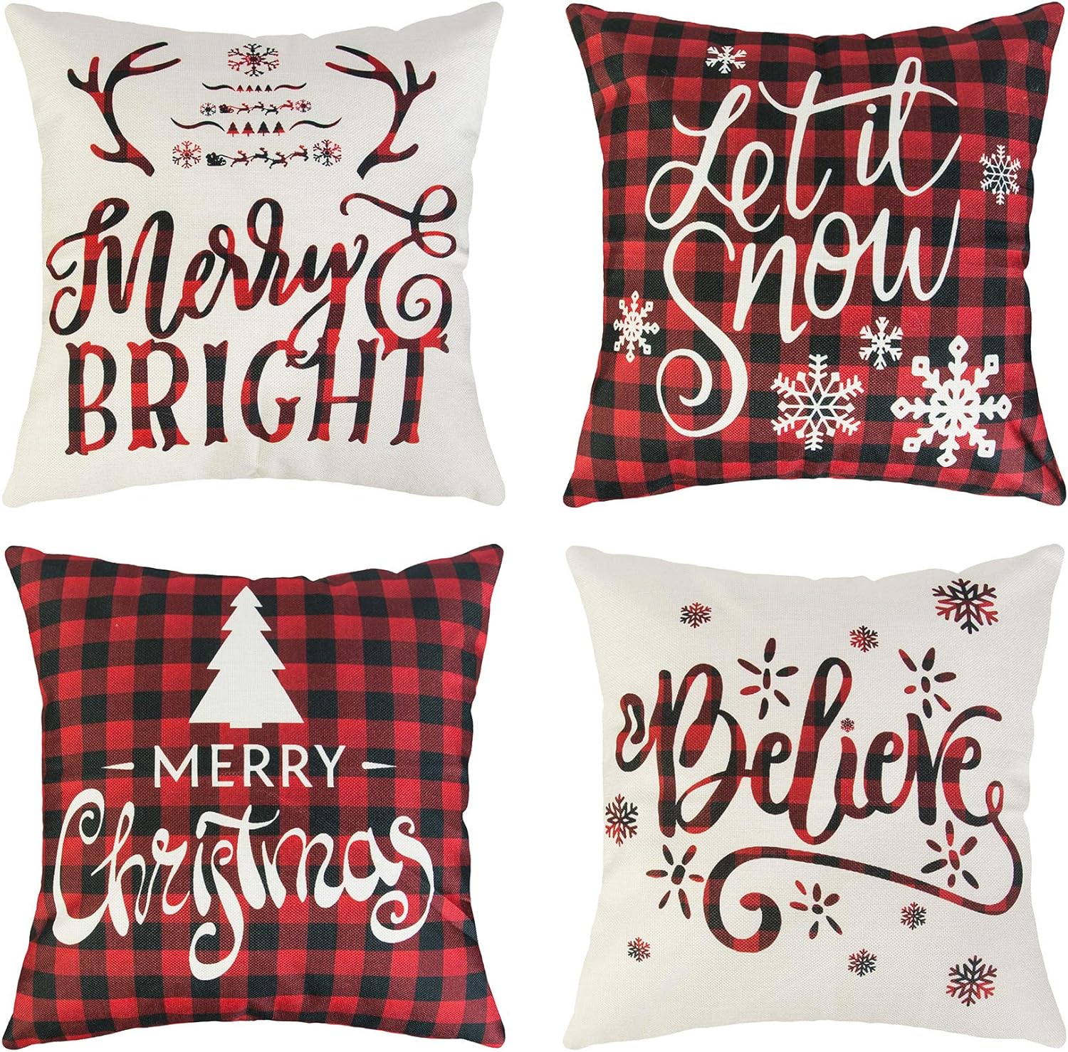 Ouddy 4Pcs Christmas Pillow Covers 