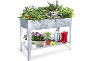 FOYUEE Galvanized Raised Garden Bed for Vegetables Elevated Planter Box with Legs Outdoor Patio Apartment Herb Container Metal