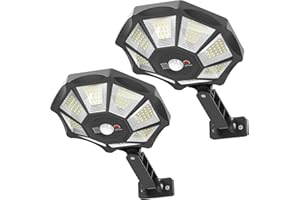OKPRO Solar Lights Outdoor, 168LED 6500K Flood Light Dusk to Dawn, 8 Sides Solar Outdoor Lights with Motion Sensor, IP66 Waterproof Solar Street Lights Outdoor for Yard, Pools(2 Pack)