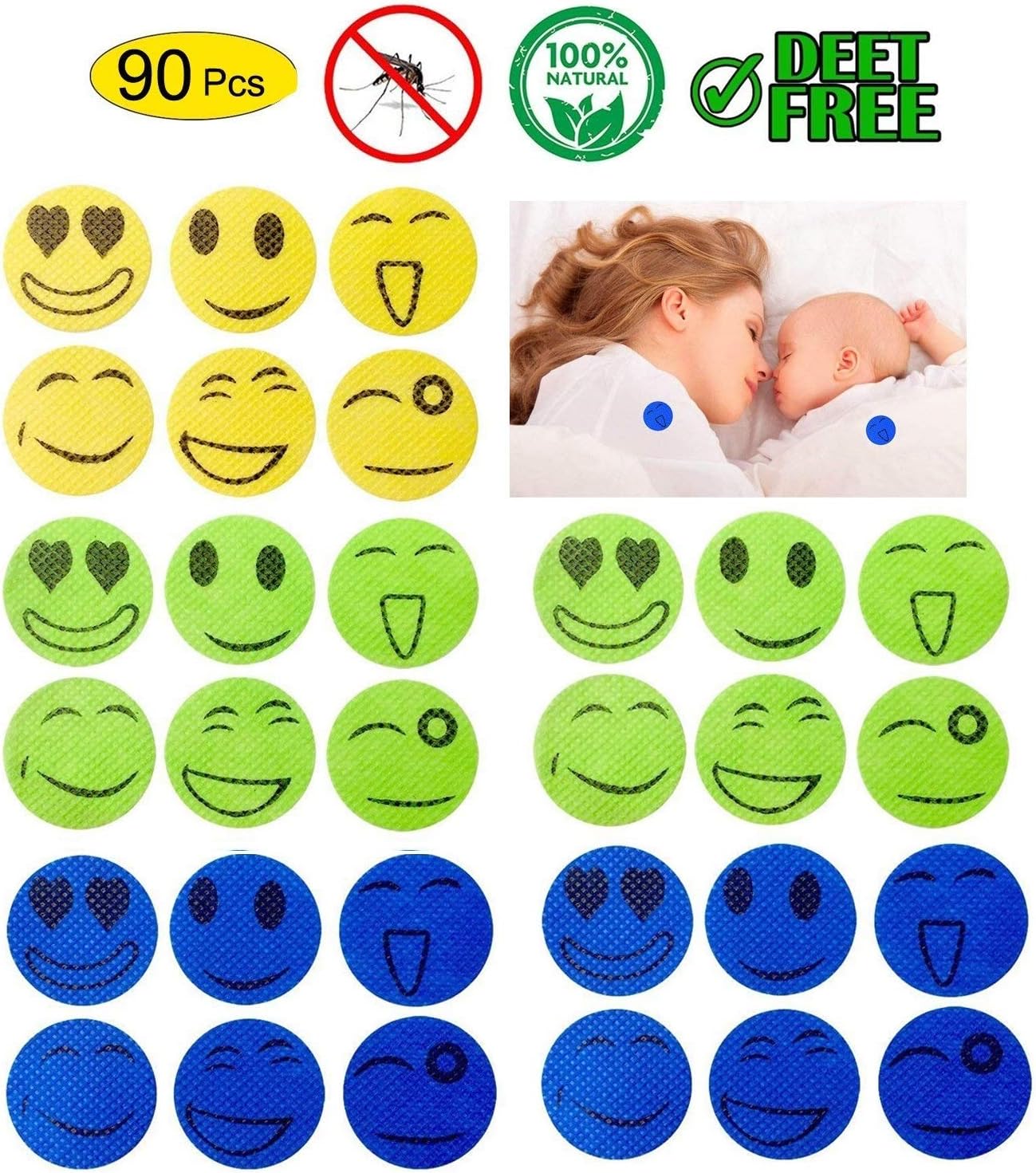 Gpeng Mosquito Repellent Patches 90 Pcs, Non-Toxic, Safe for Kids and Men Women